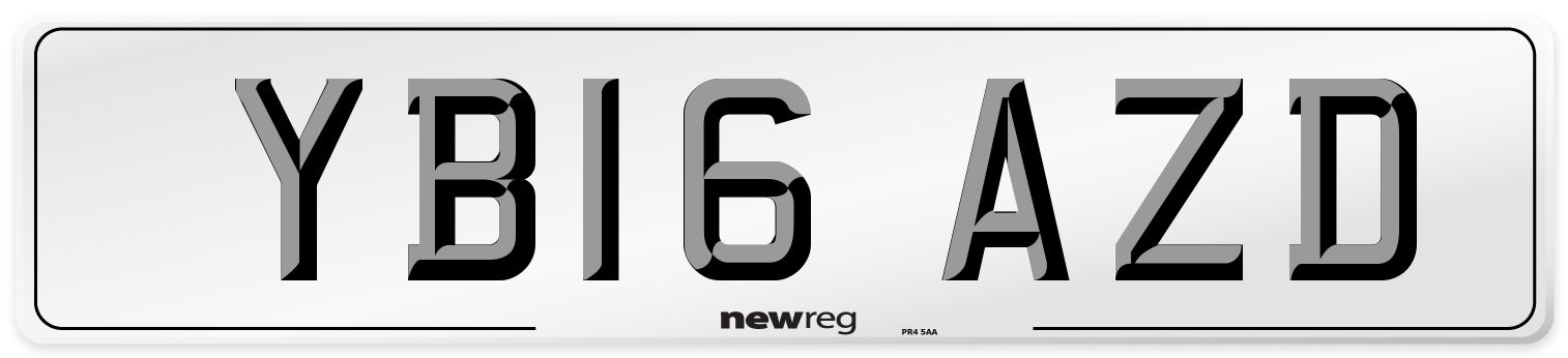 YB16 AZD Number Plate from New Reg